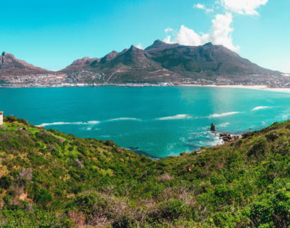 Scenic coastal view of Cape Town with mountains and ocean