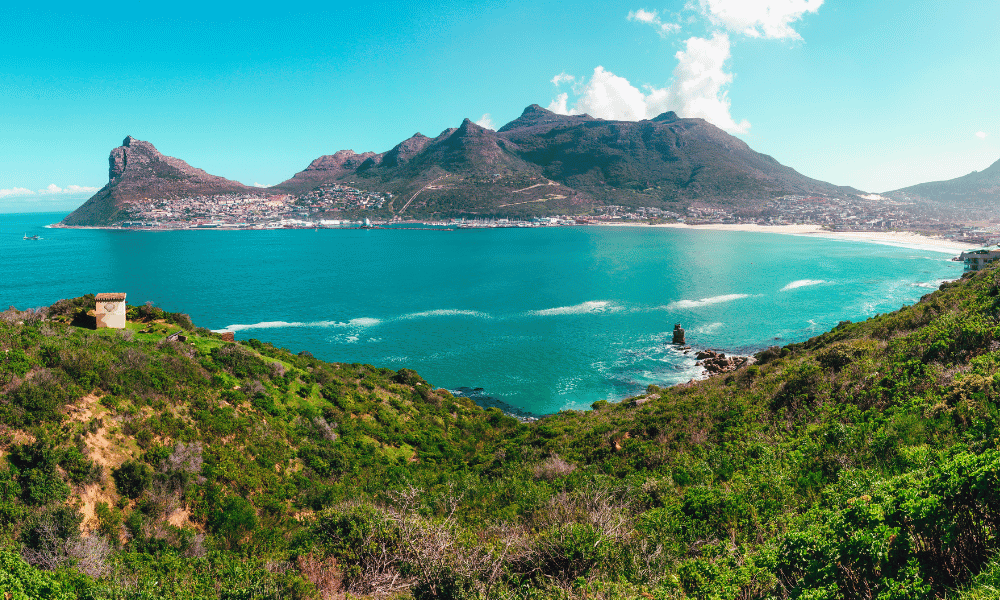 Scenic coastal view of Cape Town with mountains and ocean