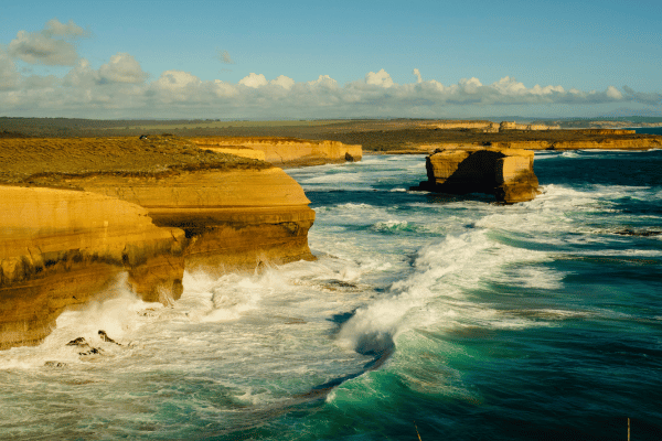 Waves crashing against cliffs on the Great Ocean Road, Victoria