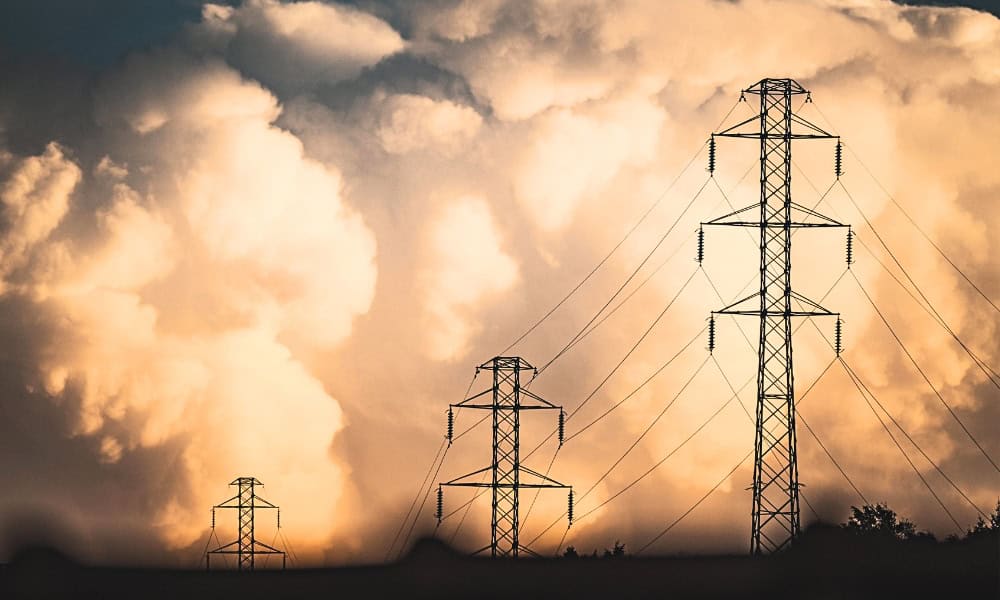 utility poles in field