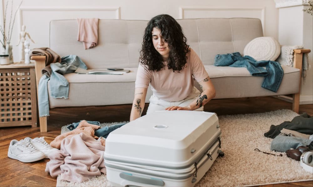 woman packing