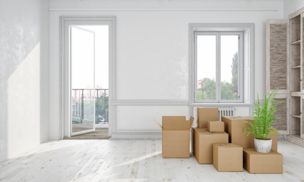 empty house with boxes